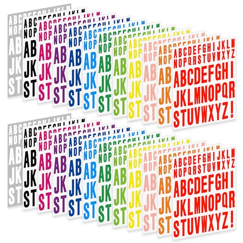 Metsyth 24 Sheets Letter Stickers 1272 Pcs Alphabet Sticker,1inch 2inch Self Adhesive Vinyl Letter Stickers Aesthetic Waterproof Decals for Scrapbooking,Water Bottles,Cup,Poster,Bulletin Board (Multicolor) - Image 1