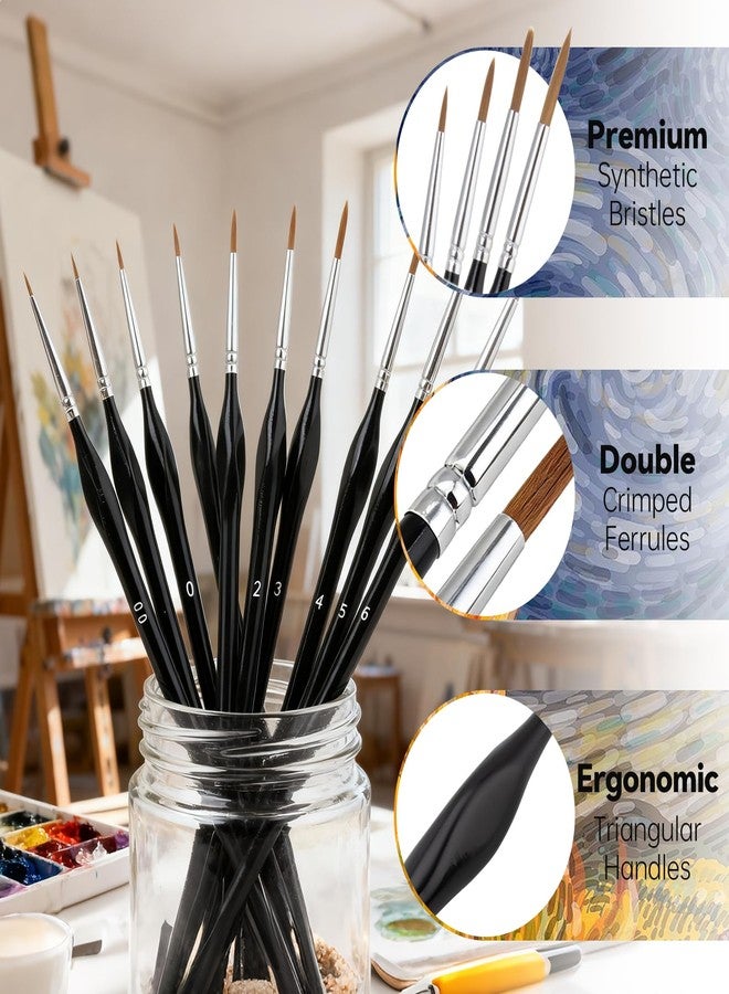 KEUYE Thin Paint Brush with Triangular Handle,Thin Paint Brushes for Watercolor,3D Carving and Nail Art,10-Pack Different Sizes - Image 5