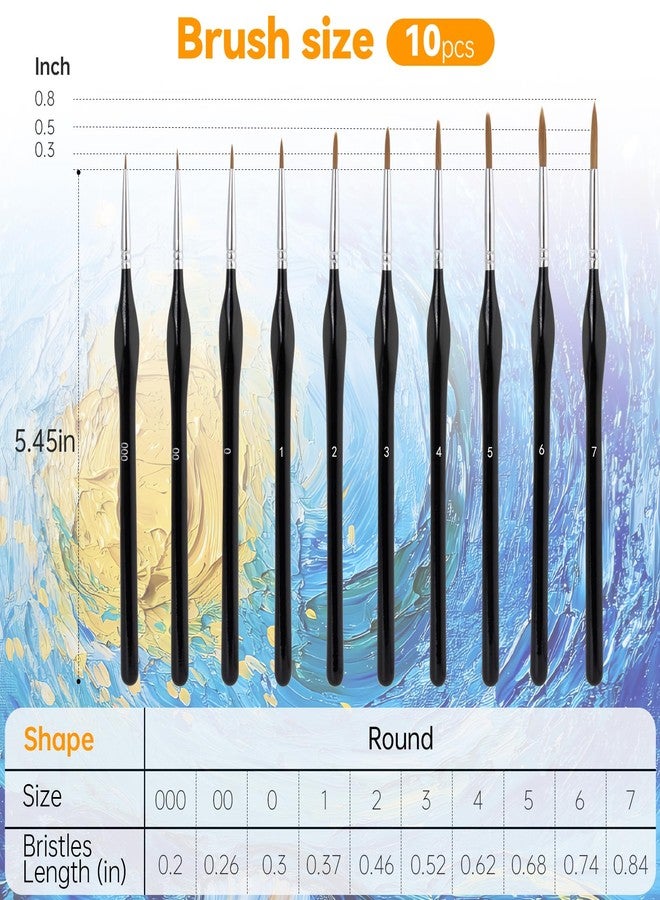KEUYE Thin Paint Brush with Triangular Handle,Thin Paint Brushes for Watercolor,3D Carving and Nail Art,10-Pack Different Sizes - Image 4