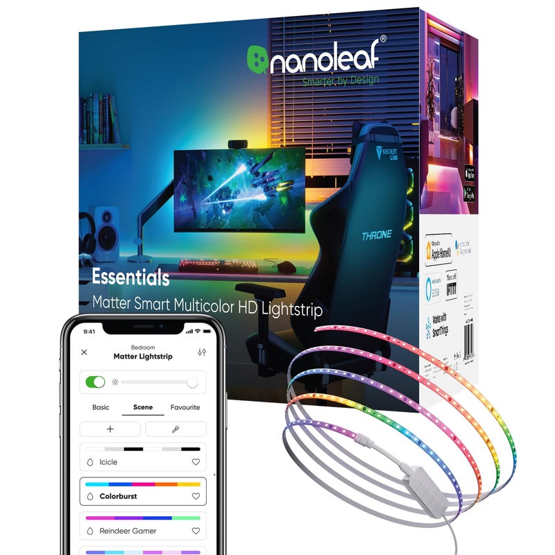 Nanoleaf Essentials Matter Bluetooth WiFi Smart Multicolor LED Lightstrip 200 Smarter Kit 5m RGB Whites Controller App Voice Control Works with Apple Home Google Home - Image 2