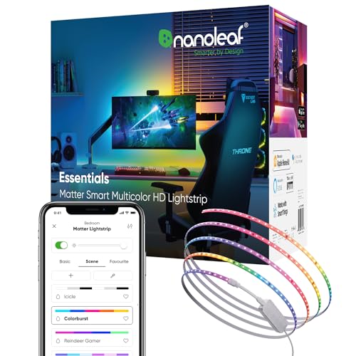 Nanoleaf Essentials Matter Bluetooth WiFi Smart Multicolor LED Lightstrip 200 Smarter Kit 5m RGB Whites Controller App Voice Control Works with Apple Home Google Home - Image 1