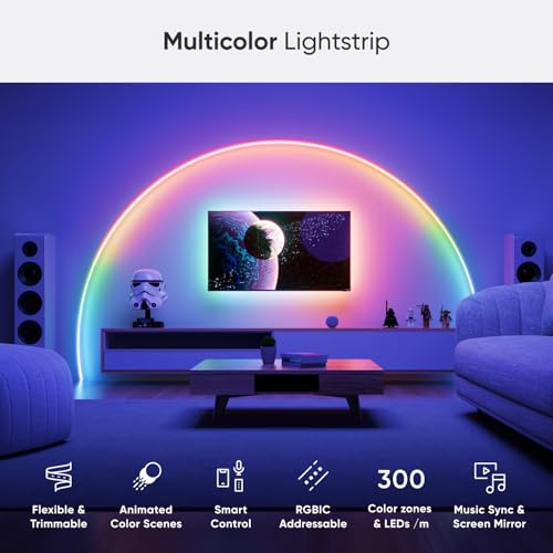 Nanoleaf Essentials Matter Bluetooth WiFi Smart Multicolor LED Lightstrip 200 Smarter Kit 5m RGB Whites Controller App Voice Control Works with Apple Home Google Home - Image 3