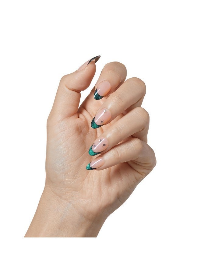 Impress Press No Glue Mani Press-On Nails, Premium, 'Visions', Green, Medium Size, Almond Shape, Includes 30 Nails, Prep Pad, Instructions Sheet, 1 Manicure Stick, 1 Mini File - Image 5