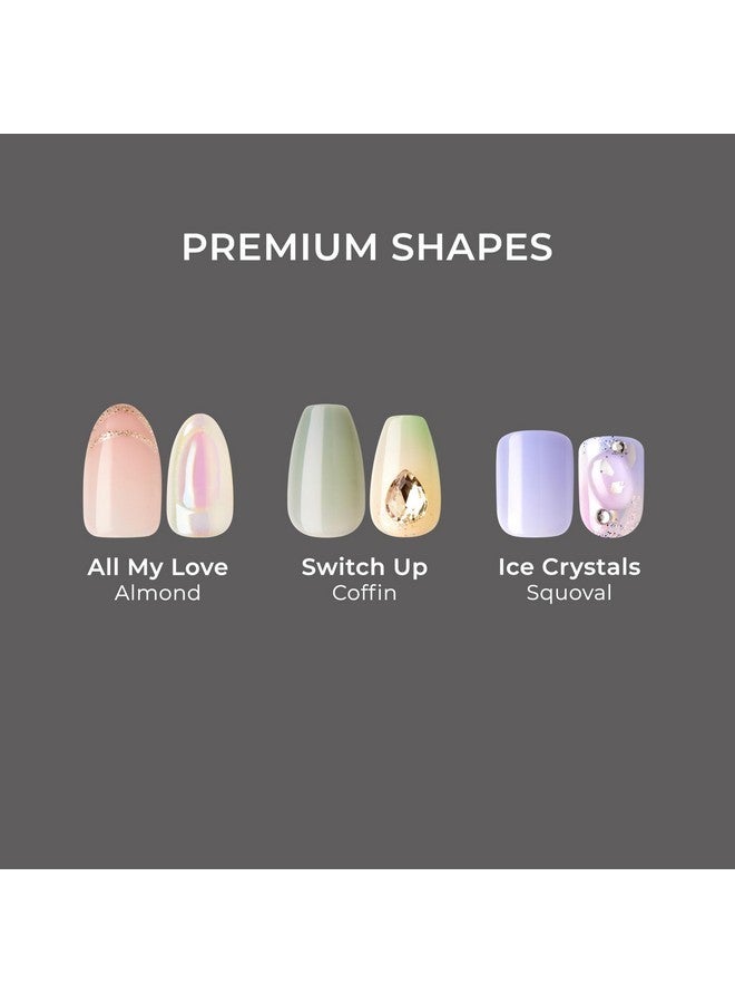 Impress Press No Glue Mani Press-On Nails, Premium, 'Visions', Green, Medium Size, Almond Shape, Includes 30 Nails, Prep Pad, Instructions Sheet, 1 Manicure Stick, 1 Mini File - Image 3