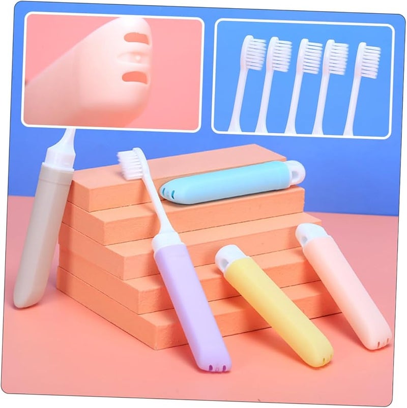 5Pcs Foldable Soft Bristle Travel Toothbrushes Portable Camping Daily Use for Adults Random Color - Image 4