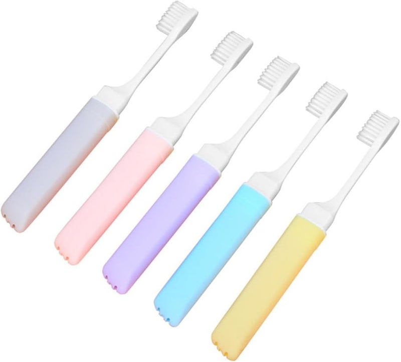 5Pcs Foldable Soft Bristle Travel Toothbrushes Portable Camping Daily Use for Adults Random Color - Image 2