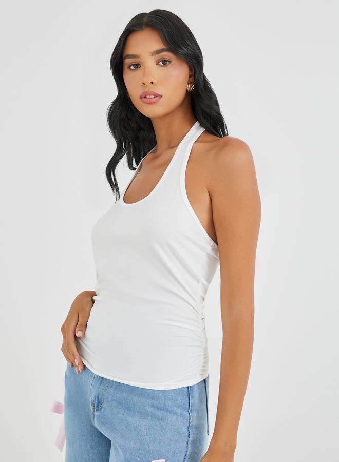 تايك تو توب بحمالات عنق بلون سادة - Image 1