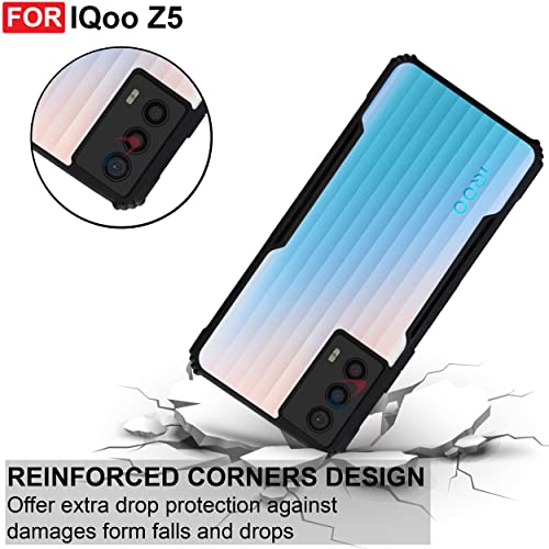 CEDO Backcover for iQOO Z5 (5G) | Camera Protection Shockproof Bumper-Edge | Acrylic Crystal Clear 360 Degree Protection TPU+PC | Transparent Eagle Back Case Cover (Black) - Image 3