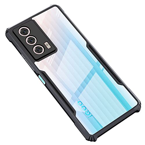 CEDO Backcover for iQOO Z5 (5G) | Camera Protection Shockproof Bumper-Edge | Acrylic Crystal Clear 360 Degree Protection TPU+PC | Transparent Eagle Back Case Cover (Black) - Image 1