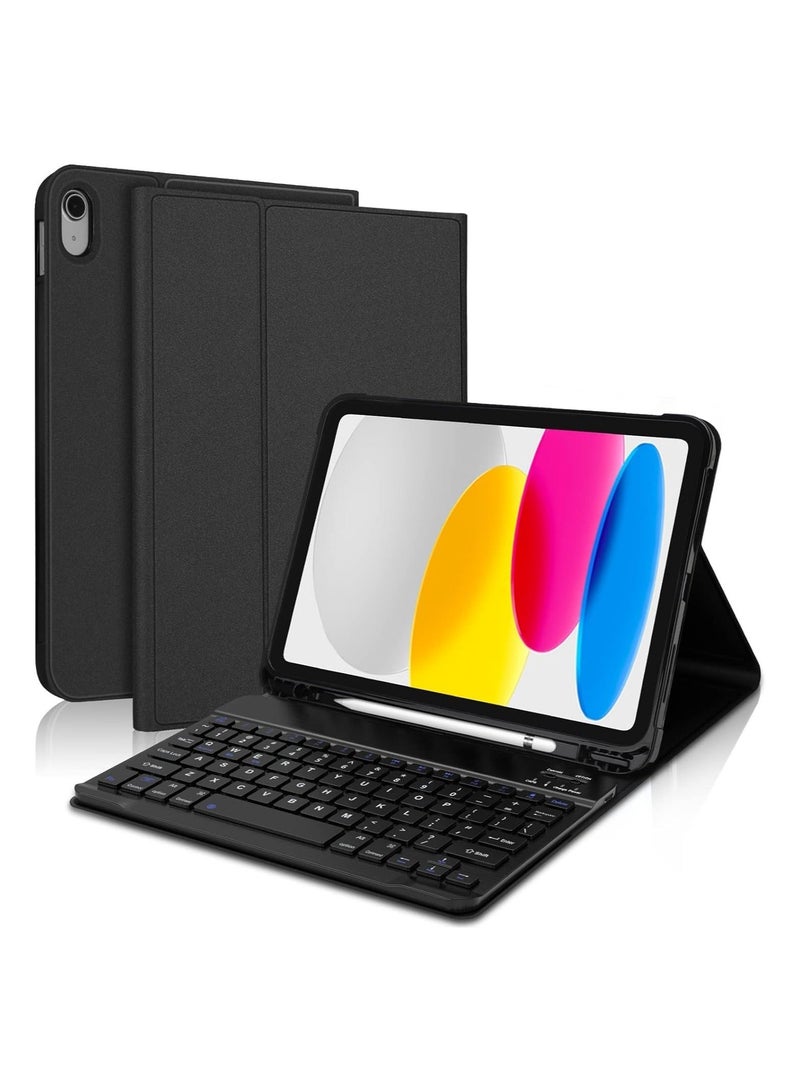 MUNTAQI Keyboard Case for iPad 10.9 inch 10th Generation 2022, iPad 10th Generation Case with pencil holder, Smart Protective Cover with Detachable Bluetooth Keyboard for Latest iPad 10th Gen - Image 1