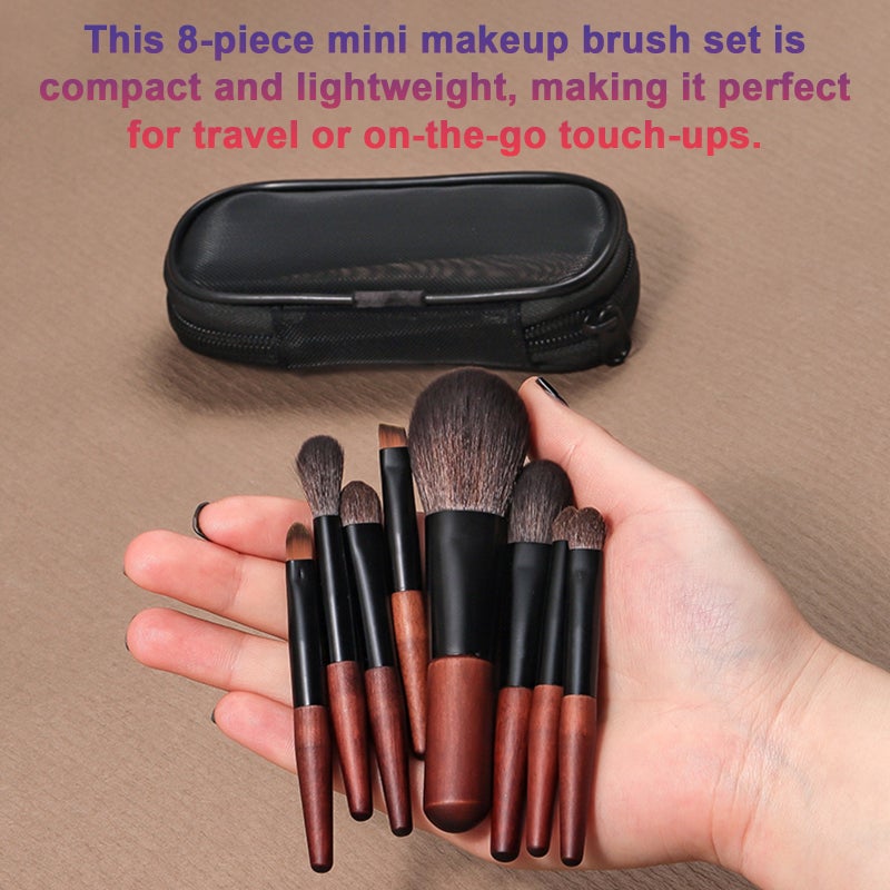 8pcs Mini Makeup Brush Set Portable Small Set Brushes Beginner Powder Eye Shadow Brushes - Image 4