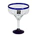 NOVICA 284619 NOVICA Clear Blue Rim Glass EcoFriendly Margarita Glasses 13 Ounces Cobalt Contrasts Set Of 6 - Image 3