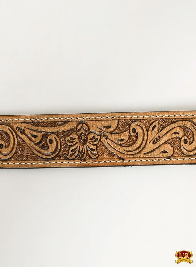 HILASON Western Genuine Leather Belt for Men Women Cowboy Cowgirl Handmade Unisex Full Grain Heavy Duty Floral Tooled - Image 3