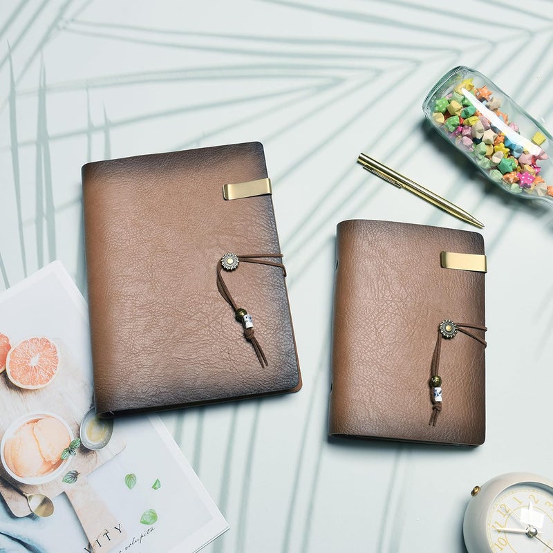 WONDERPOOL Leather Journal A5 Refillable 6 Ring Binder Notebook with Lined Paper and Pen,Writing Diary for Work Travel and Agenda Plan (A5, a-Marron) - Image 5