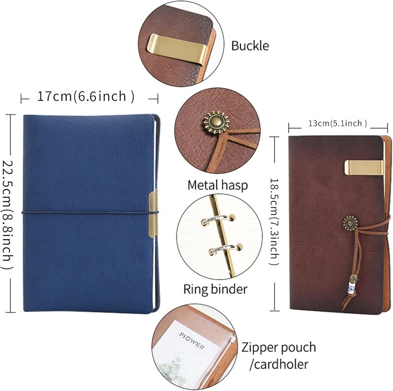 WONDERPOOL Leather Journal A5 Refillable 6 Ring Binder Notebook with Lined Paper and Pen,Writing Diary for Work Travel and Agenda Plan (A5, a-Marron) - Image 4