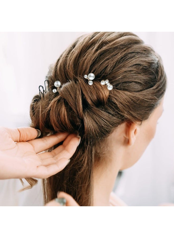 Soofam 7 pieces of Gold Wedding Bridal Pearl Hair Pins Clips Headpiece Jewelry. Hair ornaments for Bridesmaids, Brides, and Flower Girls. Pearl Style Jewelry. - Image 5