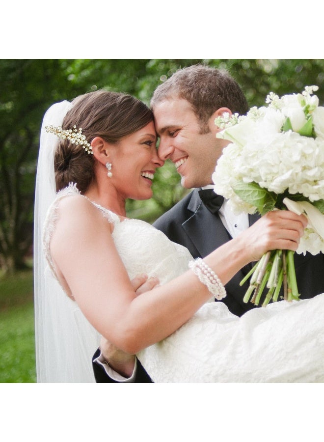 Soofam 7 pieces of Gold Wedding Bridal Pearl Hair Pins Clips Headpiece Jewelry. Hair ornaments for Bridesmaids, Brides, and Flower Girls. Pearl Style Jewelry. - Image 4