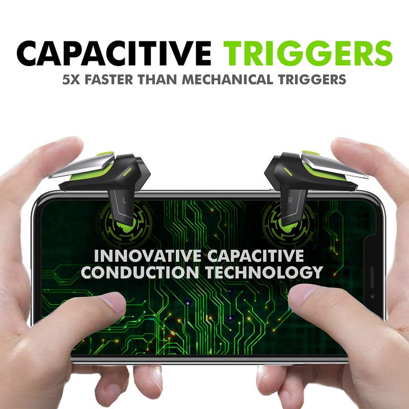 SpinBot BattleMods NinjaX Combo | زناد ألعاب موبايل + أكمام أصابع | لـ BGMI/Free Fire Max/COD Mobile - (أسود) - Image 2