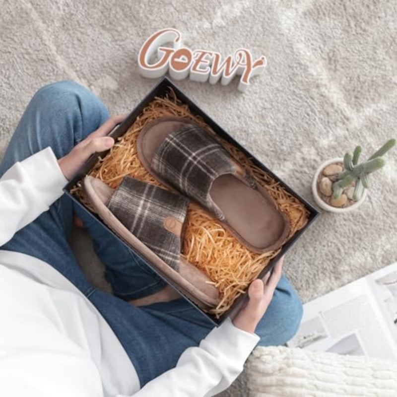شبشب رجالي من GOEWY مفتوح عند الأصابع، شبشب منزلي ناعم ومريح للاستخدام الداخلي والخارجي للرجال مع إسفنج يحتفظ بالشكل - Image 3