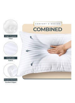 Comfy COMFY SET OF 2 LUXURY HOTEL COLLECTION WHITE STRIPE HYPOALLERGENIC COTTON PILLOW  - Image 2