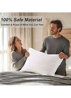 Comfy COMFY SET OF 2 LUXURY HOTEL COLLECTION WHITE STRIPE HYPOALLERGENIC COTTON PILLOW  - Image 4