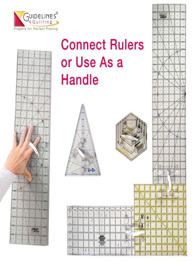 Guidelines4quilting Handle/Multi-Width Ruler Connector for Quilting Rulers and Templates - Made of Virtually Unbreakable Polycarbonate - Left-Handed Friendly - Premium Suction Cups and Built-In Handle - Image 2