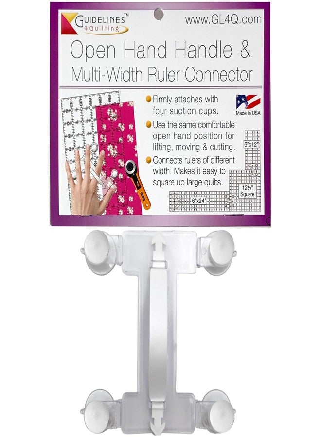 Guidelines4quilting Handle/Multi-Width Ruler Connector for Quilting Rulers and Templates - Made of Virtually Unbreakable Polycarbonate - Left-Handed Friendly - Premium Suction Cups and Built-In Handle - Image 1