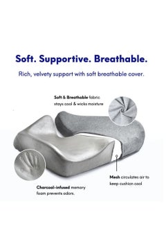 Arabest Patented Pressure Relief Seat Cushion for Long Sitting Hours on Office/Home Chair, Car, Wheelchair - Extra-Dense Memory Foam for Hip, Tailbone, Coccyx, Sciatica - Light Grey  - Image 5
