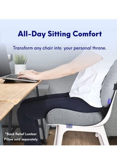 Arabest Patented Pressure Relief Seat Cushion for Long Sitting Hours on Office/Home Chair, Car, Wheelchair - Extra-Dense Memory Foam for Hip, Tailbone, Coccyx, Sciatica - Light Grey  - Image 2