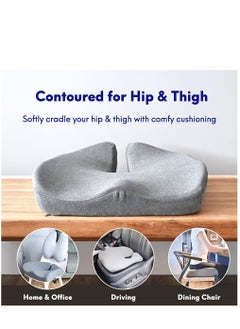 Arabest Patented Pressure Relief Seat Cushion for Long Sitting Hours on Office/Home Chair, Car, Wheelchair - Extra-Dense Memory Foam for Hip, Tailbone, Coccyx, Sciatica - Light Grey  - Image 3
