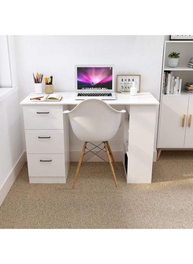 ماركيرو جروب مكتب كمبيوتر أبيض صغير وأنيق مزود بأدراج - مثالي للمساحات الصغيرة أو المكتب المنزلي أو إعدادات الألعاب - Image 1