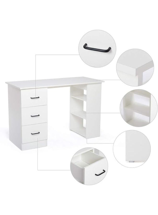 ماركيرو جروب مكتب كمبيوتر أبيض صغير وأنيق مزود بأدراج - مثالي للمساحات الصغيرة أو المكتب المنزلي أو إعدادات الألعاب - Image 5