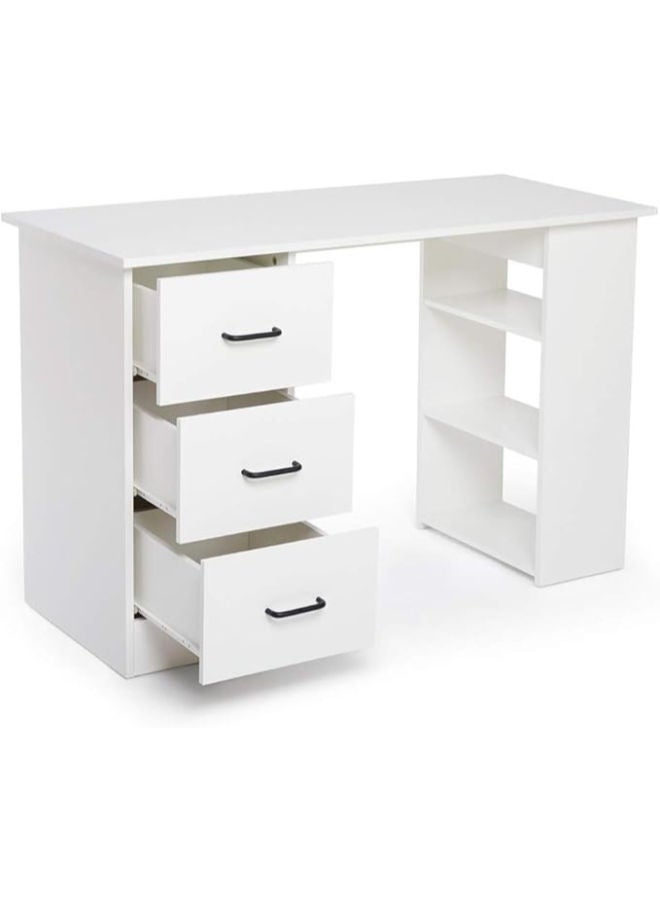 ماركيرو جروب مكتب كمبيوتر أبيض صغير وأنيق مزود بأدراج - مثالي للمساحات الصغيرة أو المكتب المنزلي أو إعدادات الألعاب - Image 3