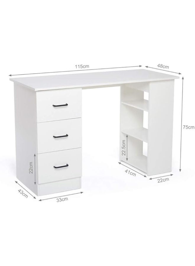 ماركيرو جروب مكتب كمبيوتر أبيض صغير وأنيق مزود بأدراج - مثالي للمساحات الصغيرة أو المكتب المنزلي أو إعدادات الألعاب - Image 2