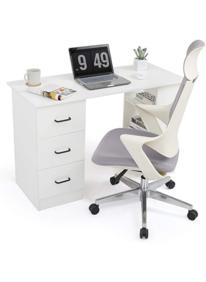 ماركيرو جروب مكتب كمبيوتر أبيض صغير وأنيق مزود بأدراج - مثالي للمساحات الصغيرة أو المكتب المنزلي أو إعدادات الألعاب - Image 4
