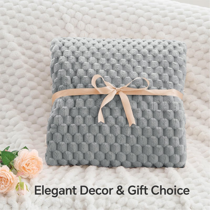 BEDELITE BEDELITE Fleece Throw Blanket for Couch & Bed - 3D Jacquard Decorative Grey Blanket  Super Soft and Cozy Warm Fuzzy Blanket All Seasons Suitable  50x60Inches  - Image 4