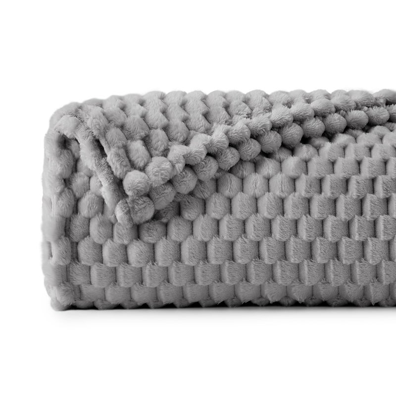 BEDELITE BEDELITE Fleece Throw Blanket for Couch & Bed - 3D Jacquard Decorative Grey Blanket  Super Soft and Cozy Warm Fuzzy Blanket All Seasons Suitable  50x60Inches  - Image 1