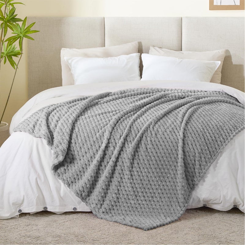 BEDELITE BEDELITE Fleece Throw Blanket for Couch & Bed - 3D Jacquard Decorative Grey Blanket  Super Soft and Cozy Warm Fuzzy Blanket All Seasons Suitable  50x60Inches  - Image 5