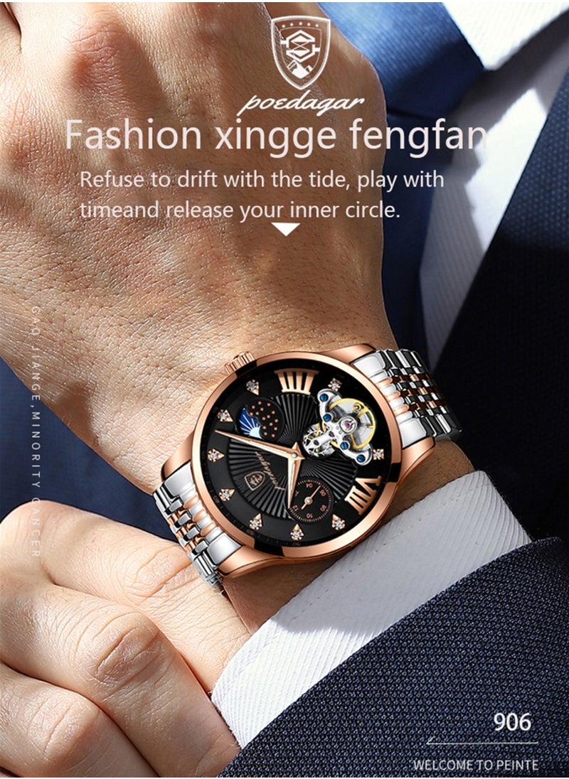 POEDAGAR Men’s Analog Quartz Stainless Steel Watch 42mm  - Image 3