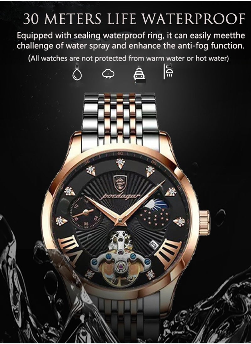 POEDAGAR Men’s Analog Quartz Stainless Steel Watch 42mm  - Image 4