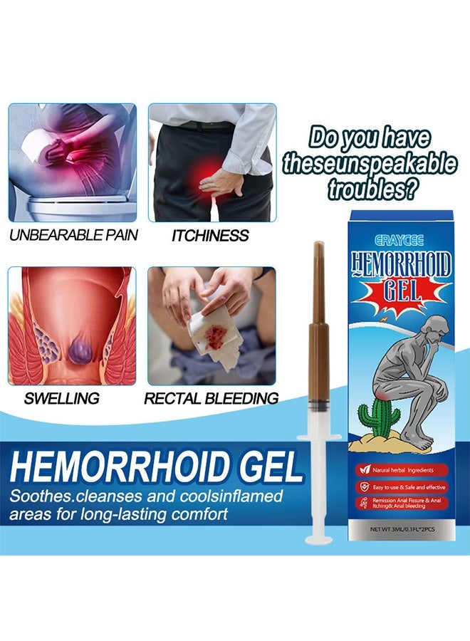 ERAYCEE Hemorrhoid Gel, Soothing Relief with Natural Ingredients Fast Acting Formula for Hemorrhoid Discomfort 2 PCS - Image 3