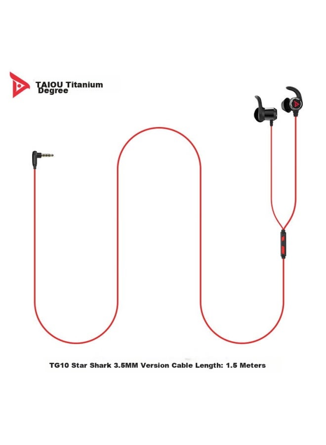 Taidu Tg10 Star Shark Gaming Headphones In-ear With Microphone For Mobile Games, Laptop, Desktop, Dual-port Computer, Aluminum Shell, Red And Black, 3.5mm Version - Image 1