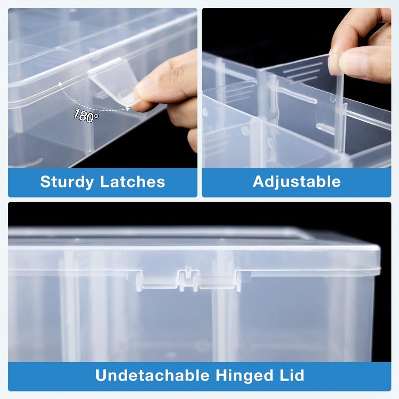 Benbilry 2 Pack 15 Grids Clear Storage Containers Plastic Organizer Box Craft Storage Boxes with Adjustable Dividers for Beads Organizer Art DIY Fishing Tackles Jewelry Crafts - Image 4