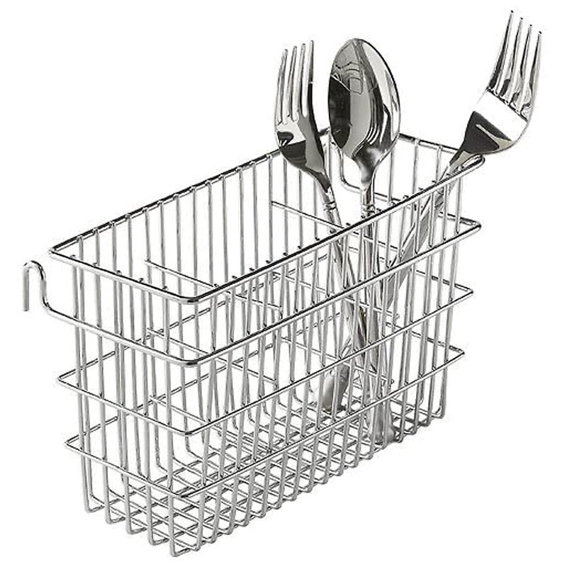 Better Houseware Silverware Utensil Drying Rack Holder Basket for Spoons & Chopsticks Silverware Caddy Silverware Drying Basket Silverware Drainer Basket (3 Compartments, Chrome) - Image 4
