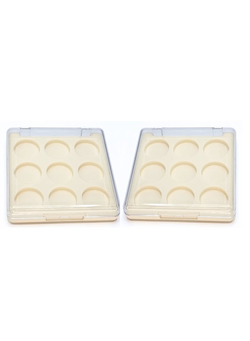 Empty 9-Pan Eyeshadow Palette – Refillable Magnetic Case for DIY Makeup, 2PCS