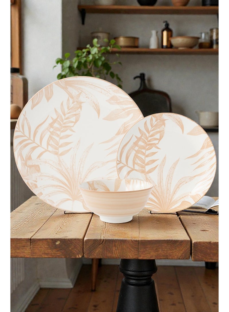 ايست من نون طقم سفرة من البورسلين مكوّن من 18 قطعة، طقم لـ6 أشخاص، آمن للاستخدام في الميكروويف وغسالة الصحون، بتصميم مشجر زهري فاتح - Image 2