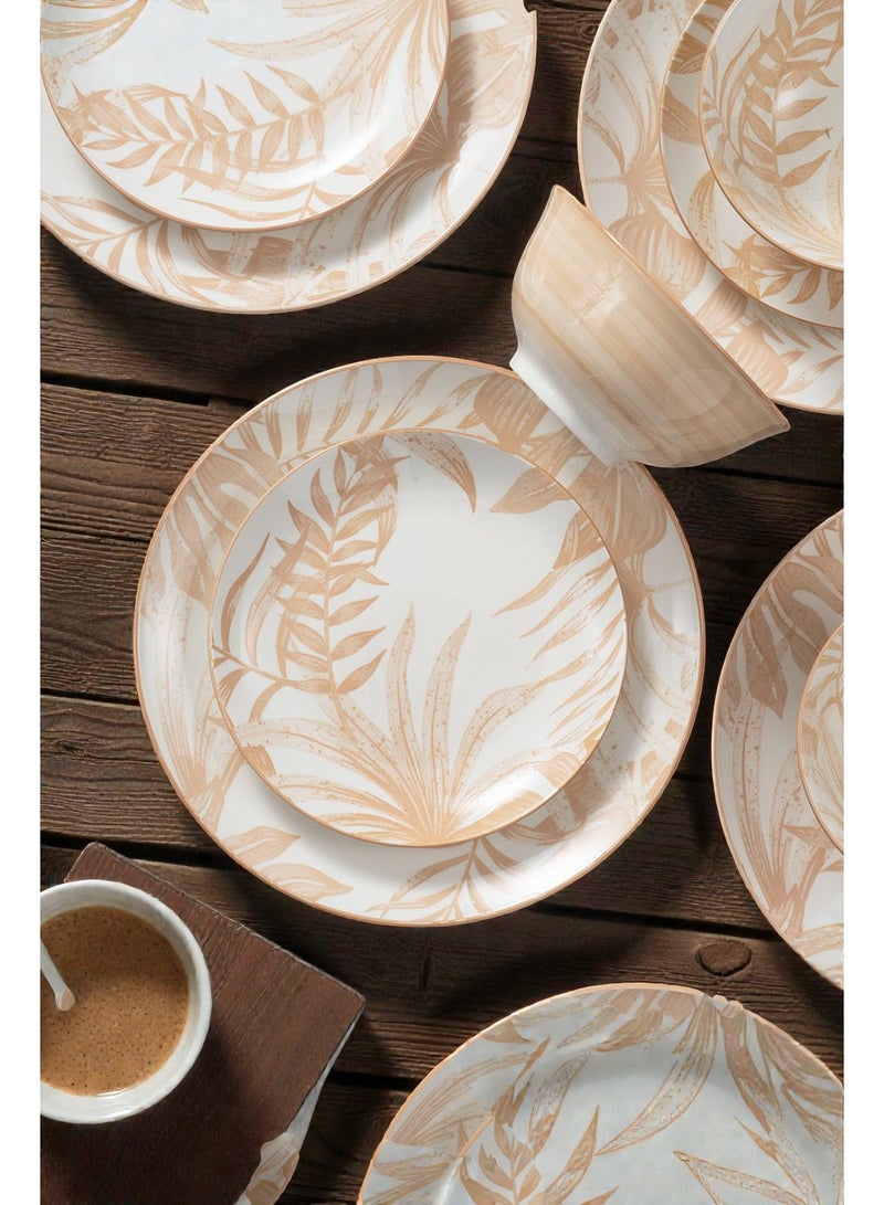 ايست من نون طقم سفرة من البورسلين مكوّن من 18 قطعة، طقم لـ6 أشخاص، آمن للاستخدام في الميكروويف وغسالة الصحون، بتصميم مشجر زهري فاتح - Image 4