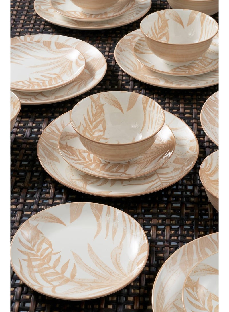 ايست من نون طقم سفرة من البورسلين مكوّن من 18 قطعة، طقم لـ6 أشخاص، آمن للاستخدام في الميكروويف وغسالة الصحون، بتصميم مشجر زهري فاتح - Image 5