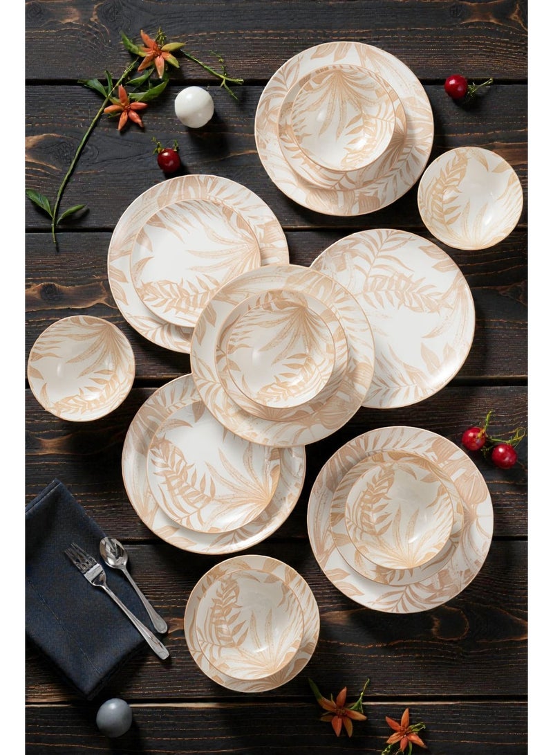 ايست من نون طقم سفرة من البورسلين مكوّن من 18 قطعة، طقم لـ6 أشخاص، آمن للاستخدام في الميكروويف وغسالة الصحون، بتصميم مشجر زهري فاتح - Image 3