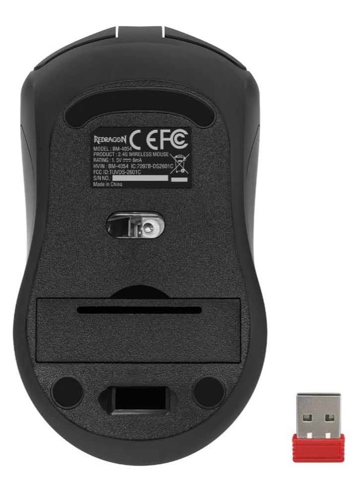 REDRAGON Wireless office mouse , BM-4054 , 2.4G USB , 4000 DPI Switch button , Long battery life , reliable connection , high percise sensor , ergonomic design - black  - Image 5